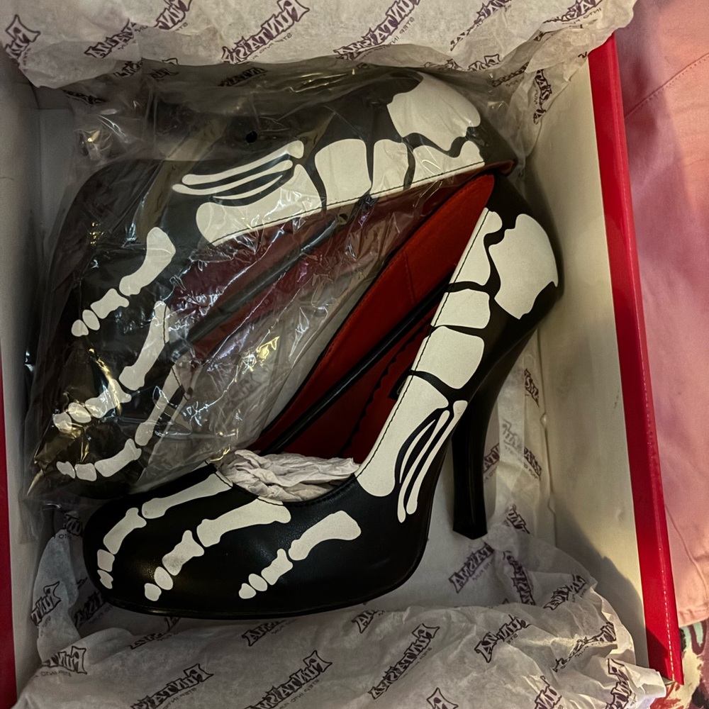 Funtasma Black and White Skeleton Heels